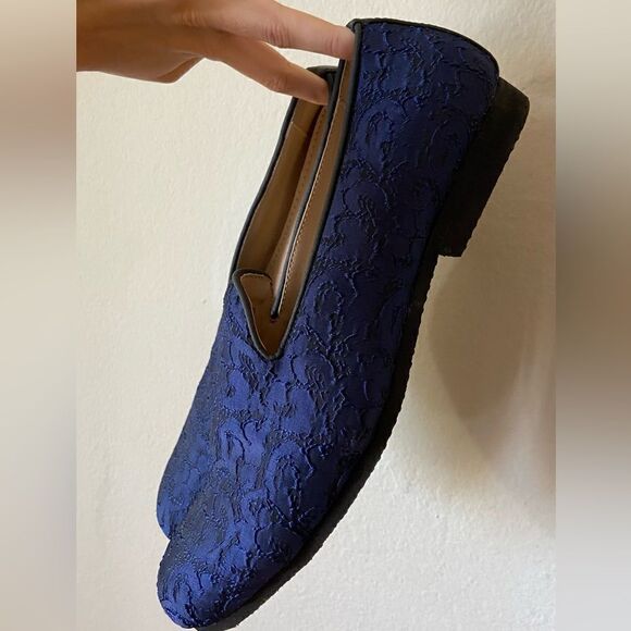 Royal Self Embroidered Blue Shode Loafer Style Juti Size 9 - Picture 9 of 11